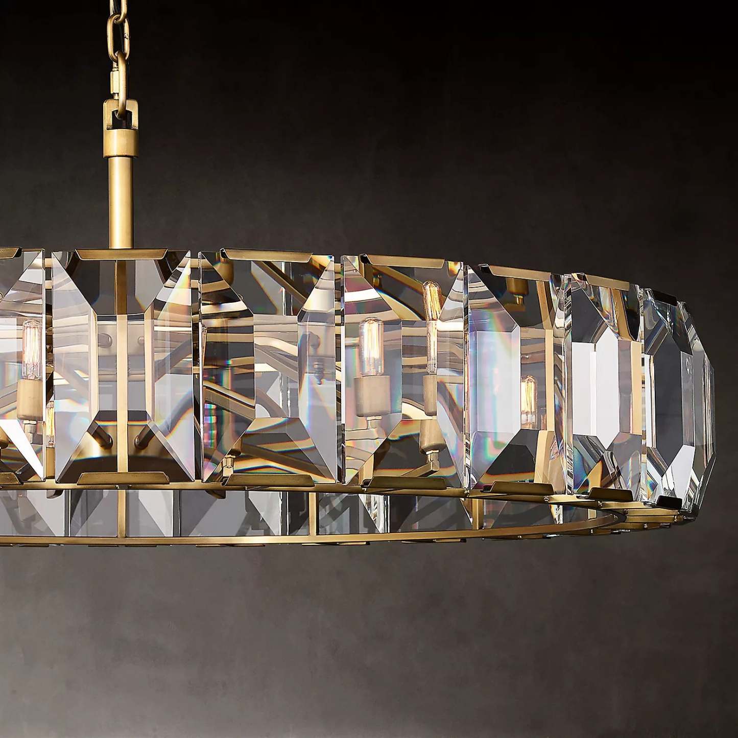 Halow Faceted Crystal Round Chandelier 60"