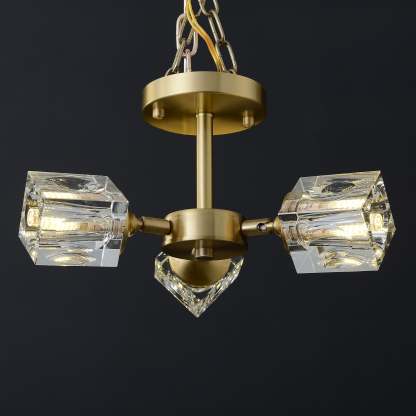 Crystal Square Round Chandelier 3-Lights
