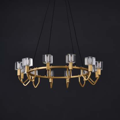 Round Cube Crystal Chandelier 12 Light