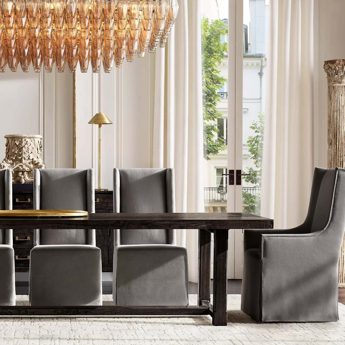 Chiara Glass Multi-Tier Rectangular Chandelier 54"W