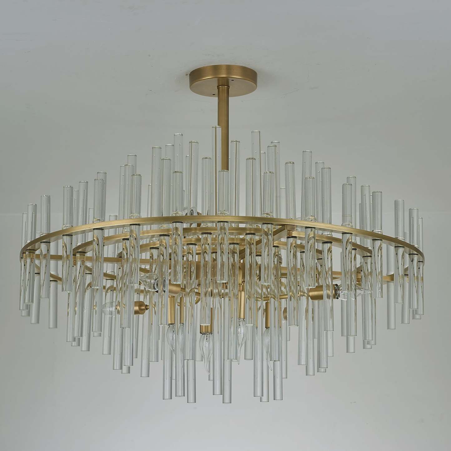 Long tube golden chandelier