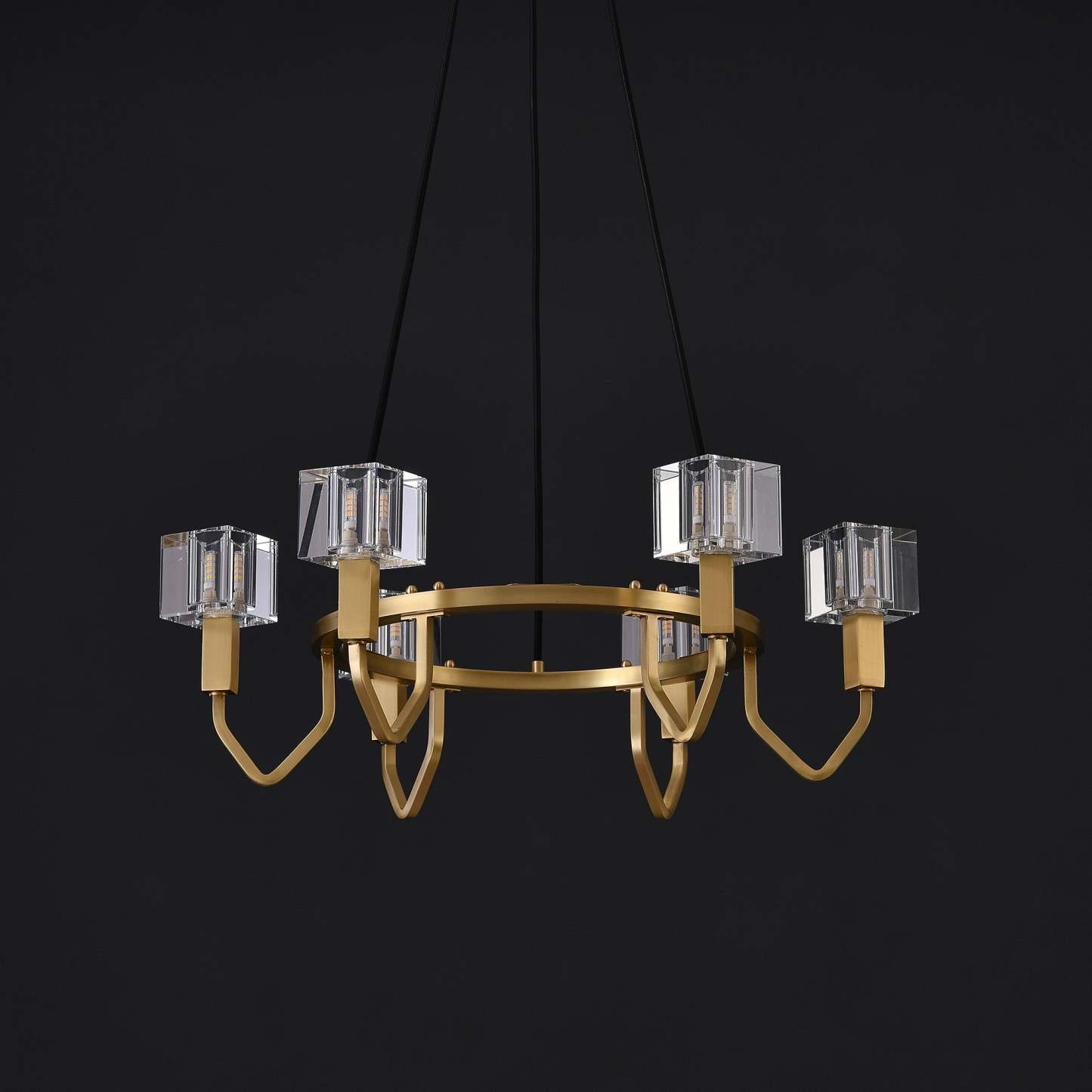 Round Cube Crystal Chandelier 6 Light