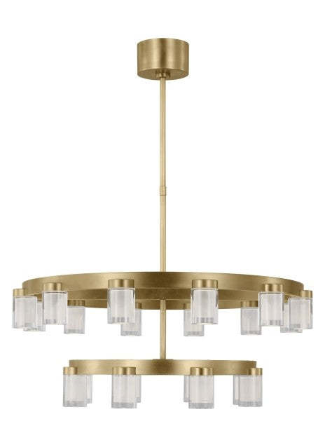 Ella LED 2-tiers Chandelier In Natural Brass 32"