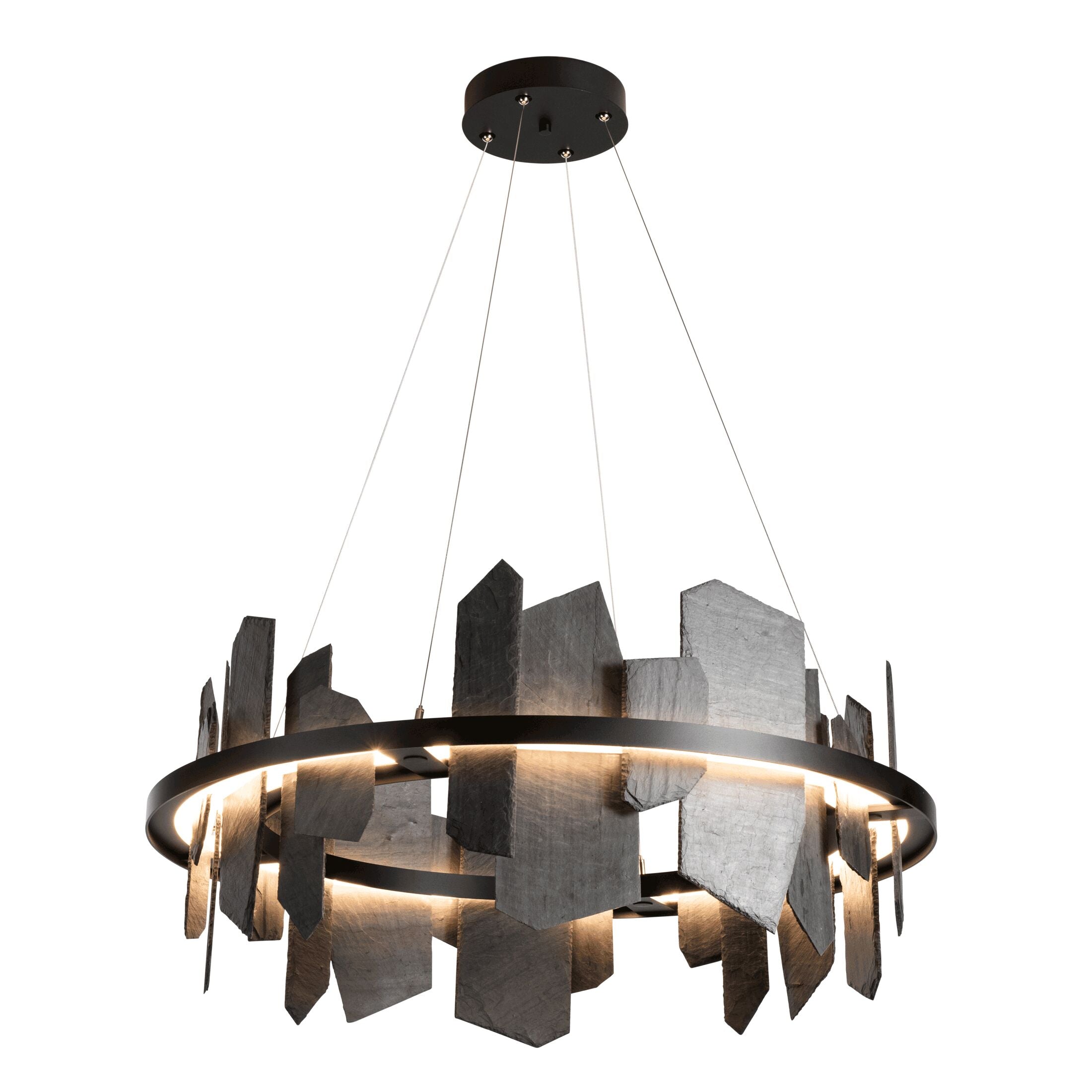 Large Hand Made Slate and Steel Chandelier