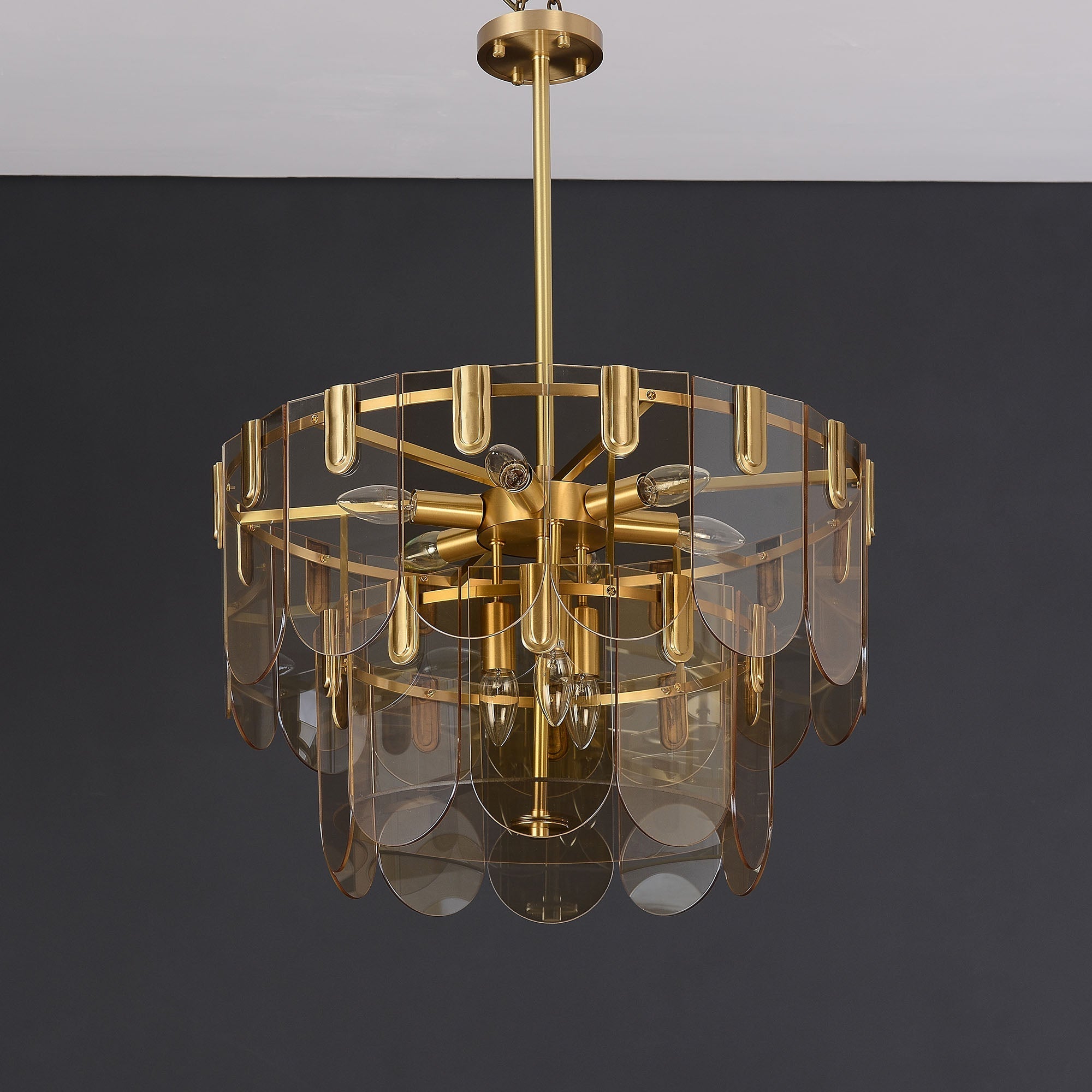 Evale Brass Glass Chandelier