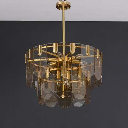 Evale Brass Glass Chandelier