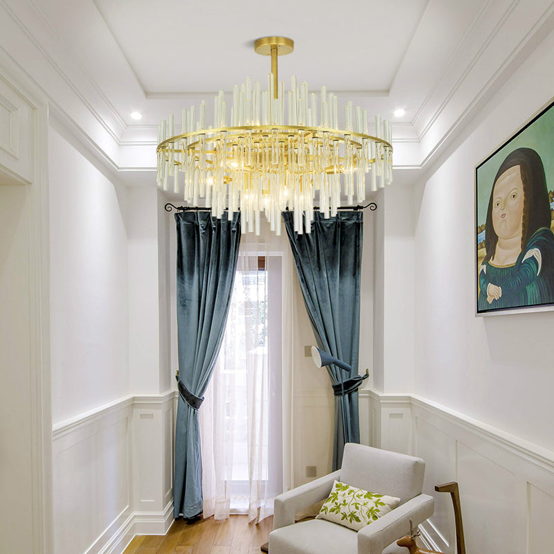 Long tube golden chandelier