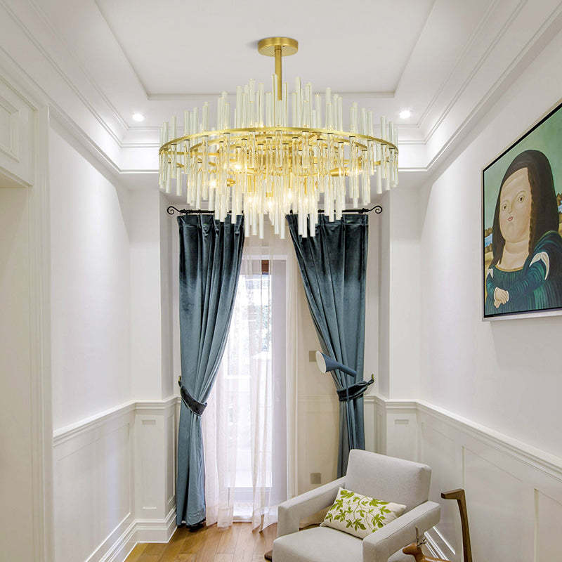 Long tube golden chandelier
