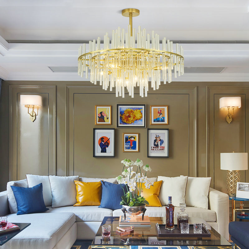 Long tube golden chandelier