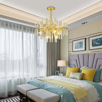 Long tube golden chandelier