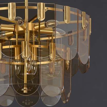Evale Brass Glass Chandelier