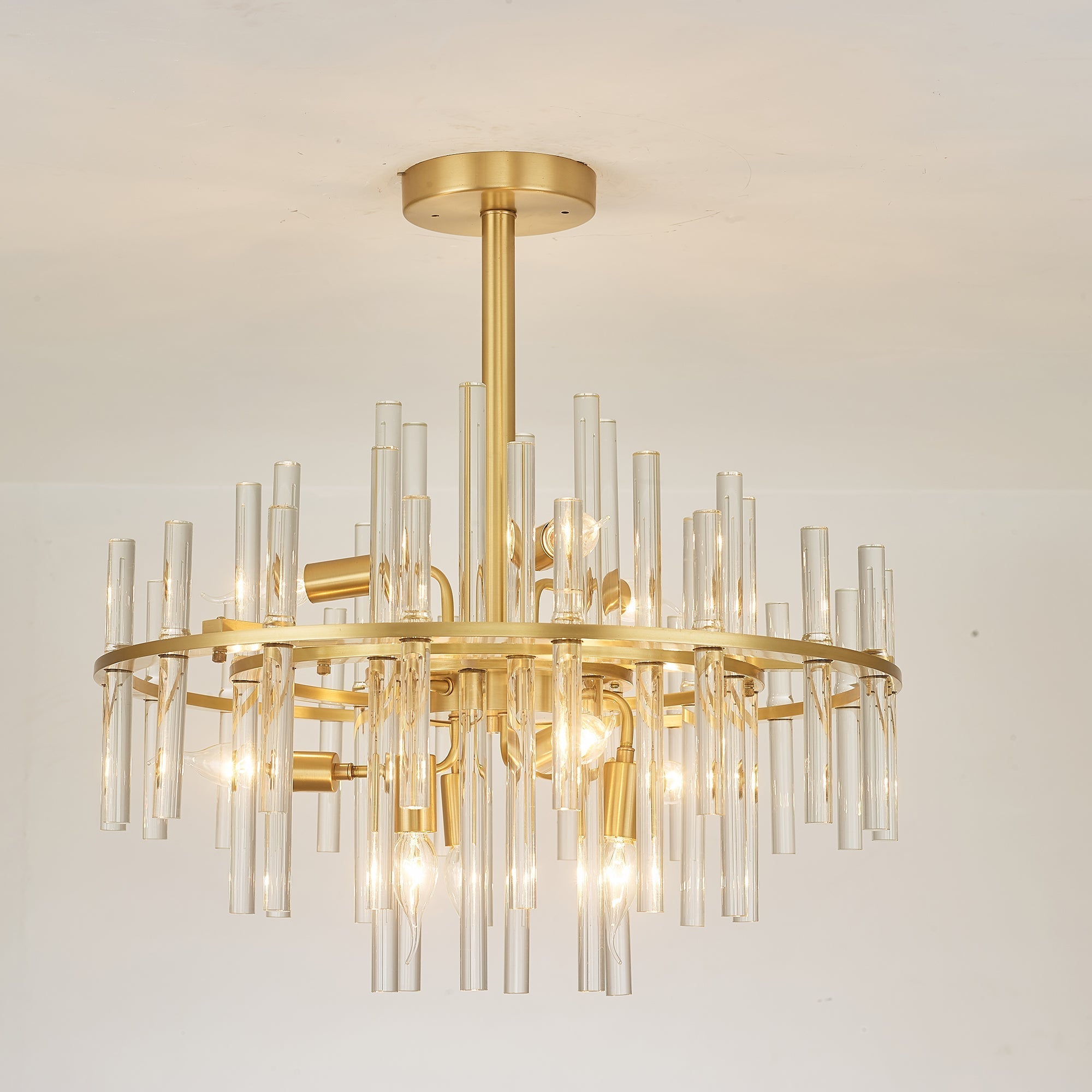 Long tube golden chandelier