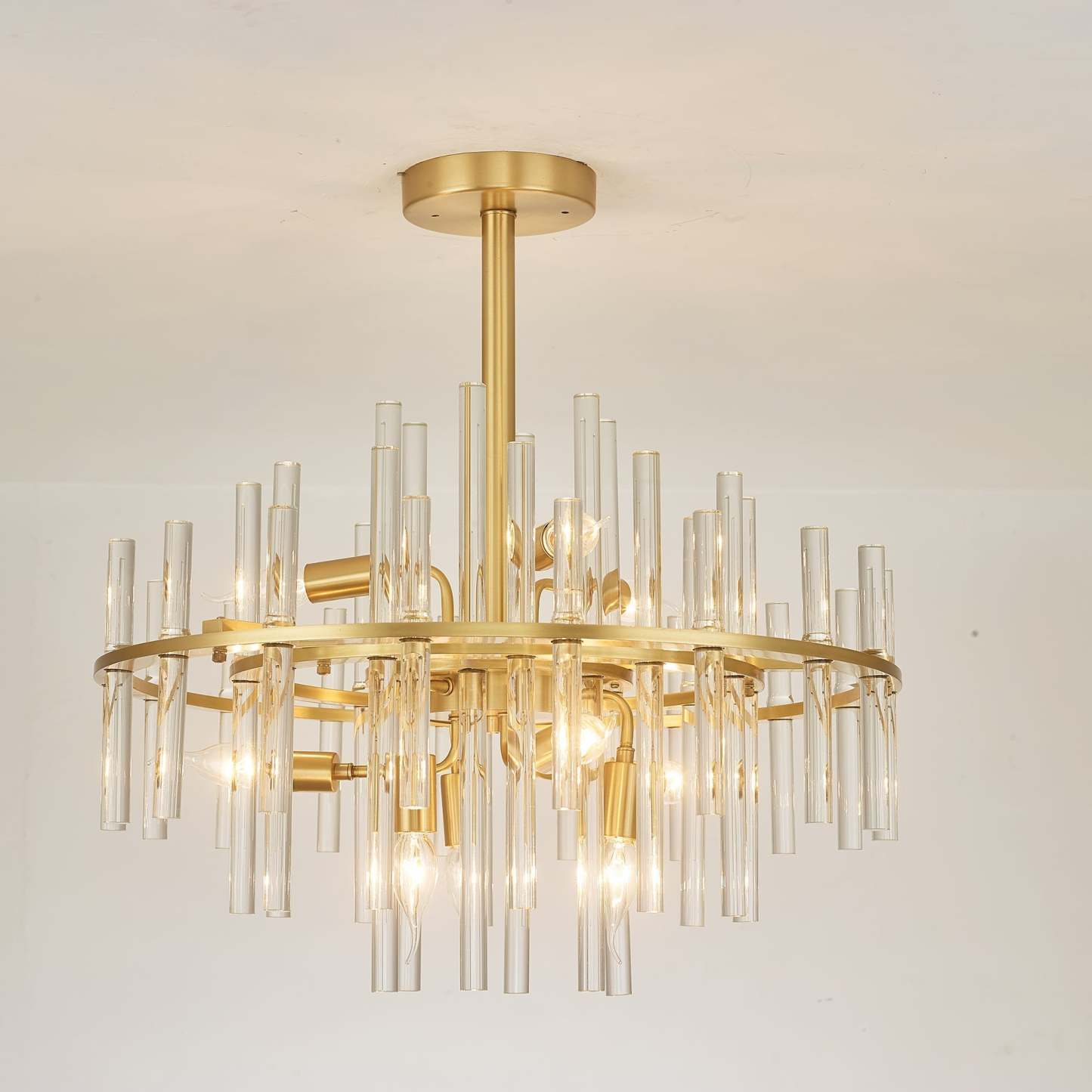 Long tube golden chandelier