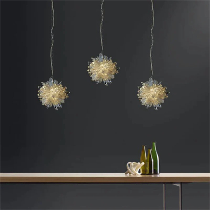 Rock Crystal Clear Geode Quartz Crystal Ball Modern Pendant Light