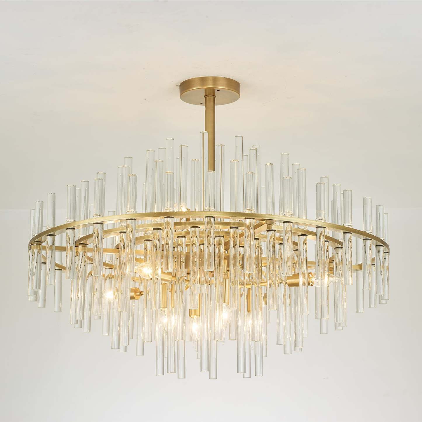 Long tube golden chandelier