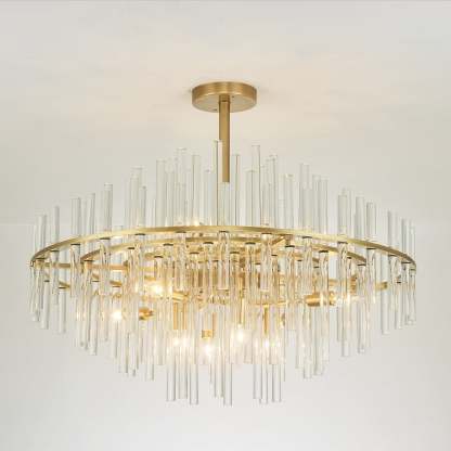 Long tube golden chandelier
