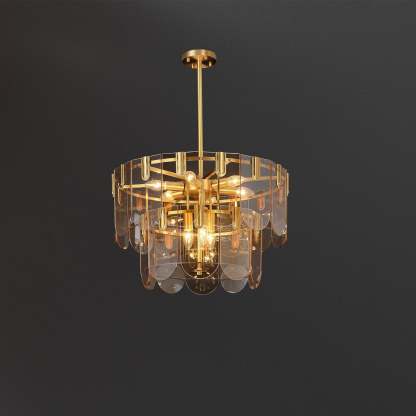 Evale Brass Glass Chandelier