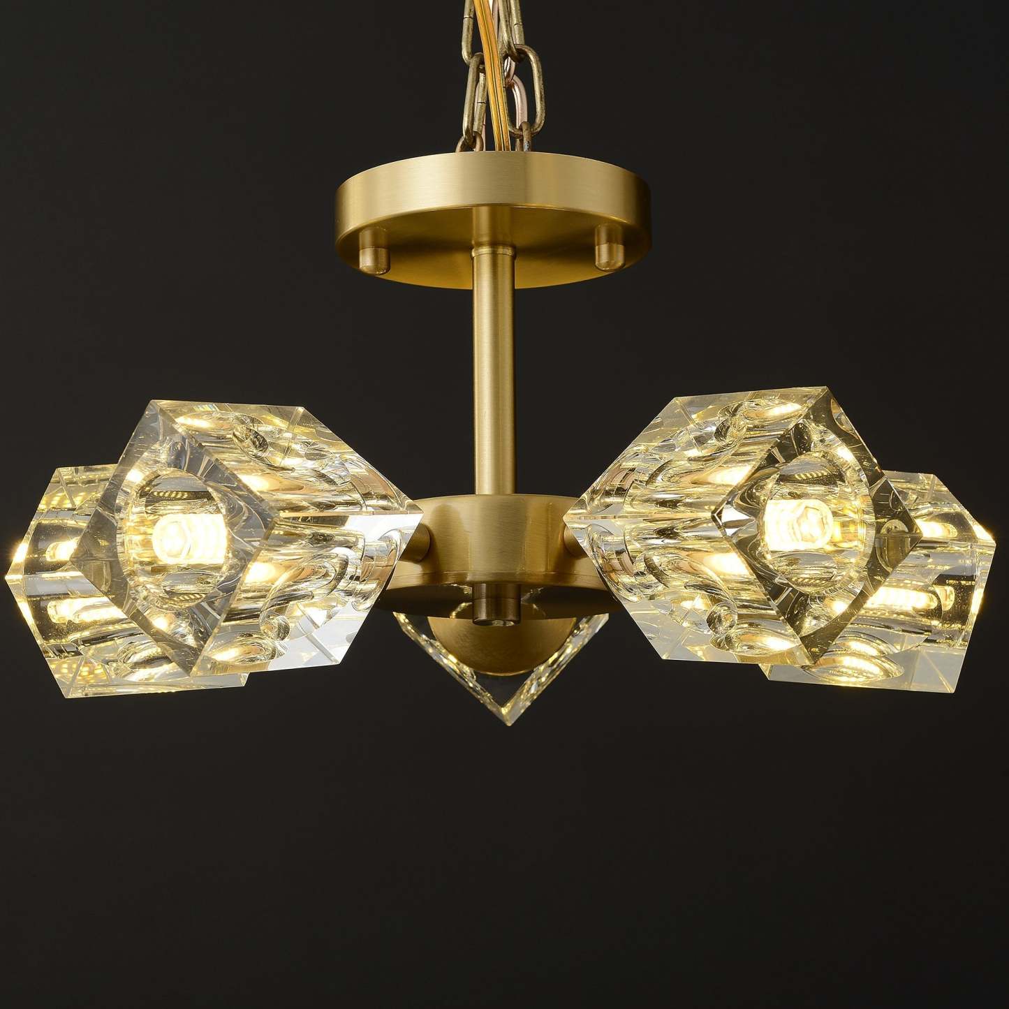 Crystal Square Round Chandelier 5-Lights