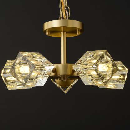 Crystal Square Round Chandelier 5-Lights