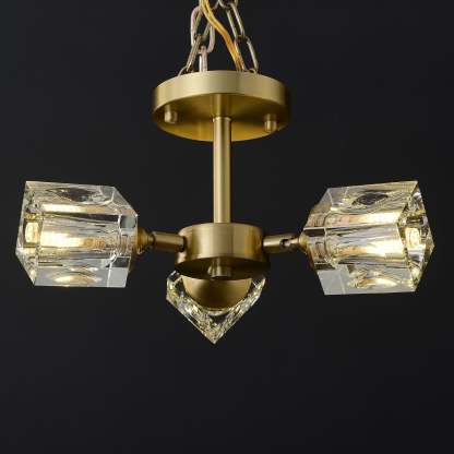 Crystal Square Round Chandelier 3-Lights