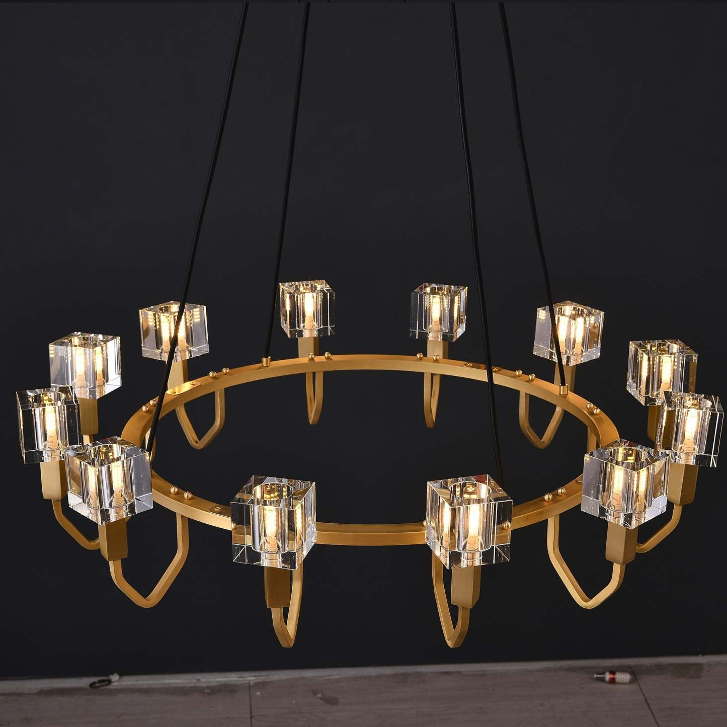 Round Cube Crystal Chandelier 12 Light
