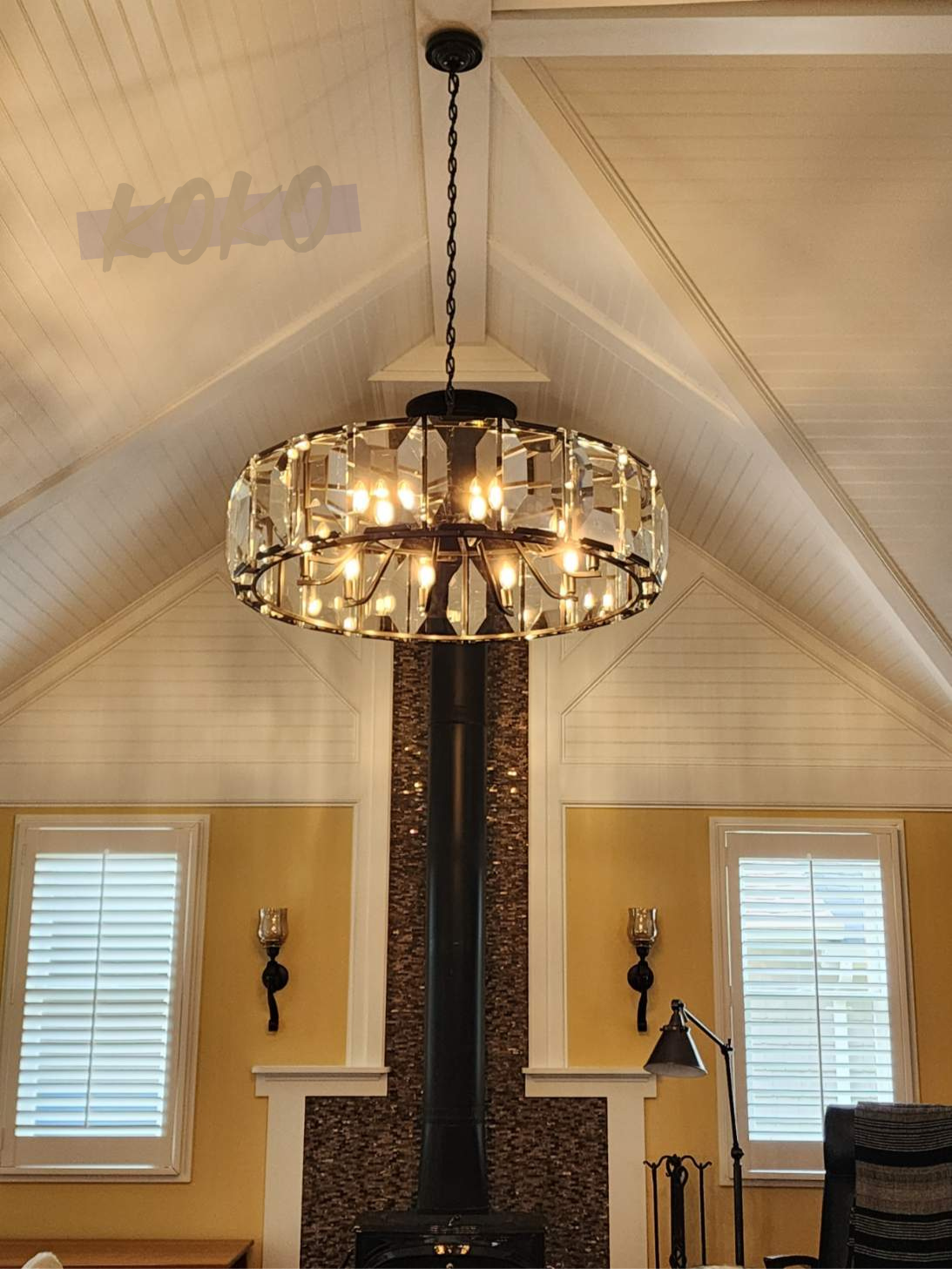 Halow Faceted Crystal Round Chandelier 43"