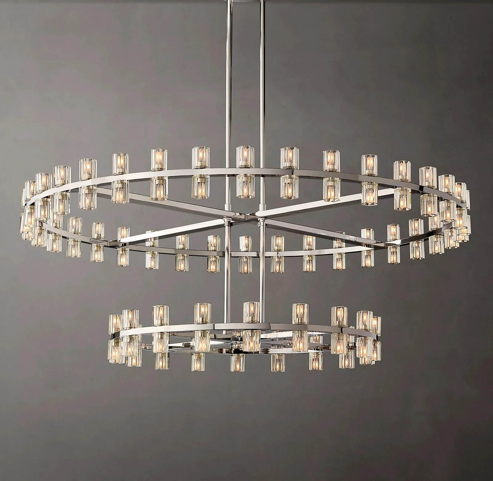 Arcachon Led Round Two-Tier Chandelier For Crystal Cup 60"