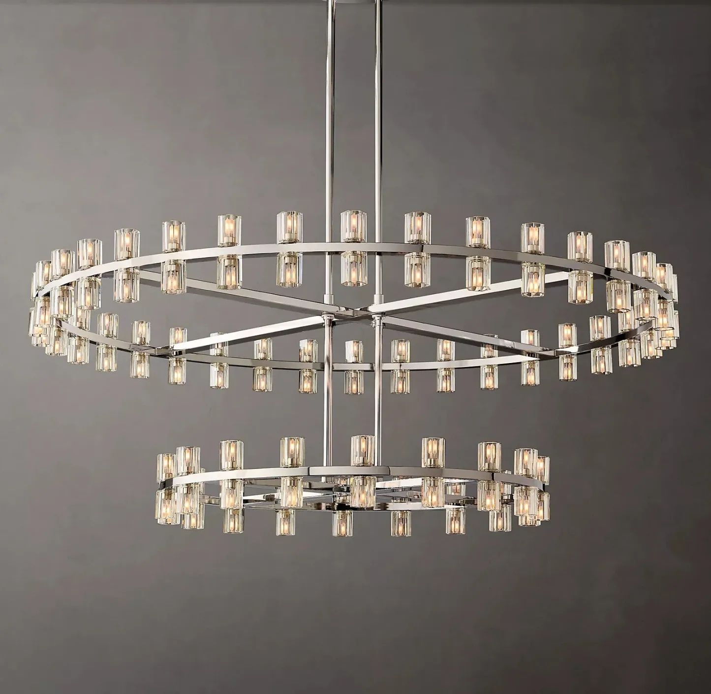 Arcachon Led Round Two-Tier Chandelier For Crystal Cup 60"