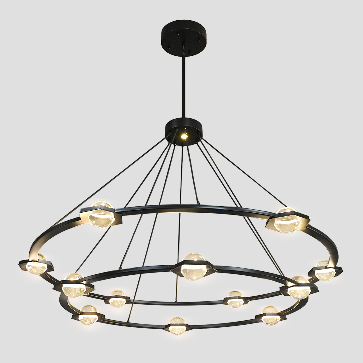 Eclatanti Crystal Ball 2-Tier Round Chandelier 48"