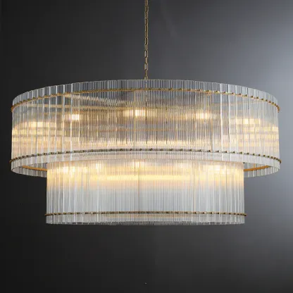 San Marc Handmade Glass 2-Tier Round Chandelier 60"