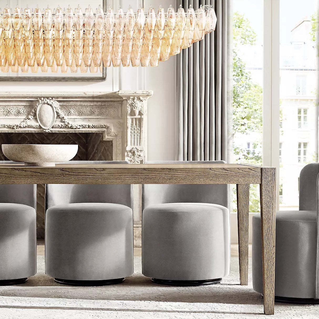 Chiara Glass Multi-Tier Rectangular Chandelier 54"W