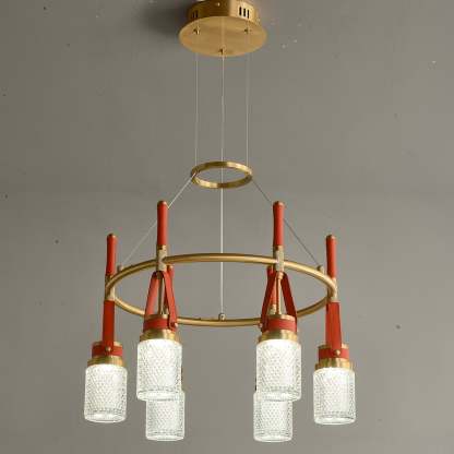 Luxury Full Copper Red Leather Chandelier