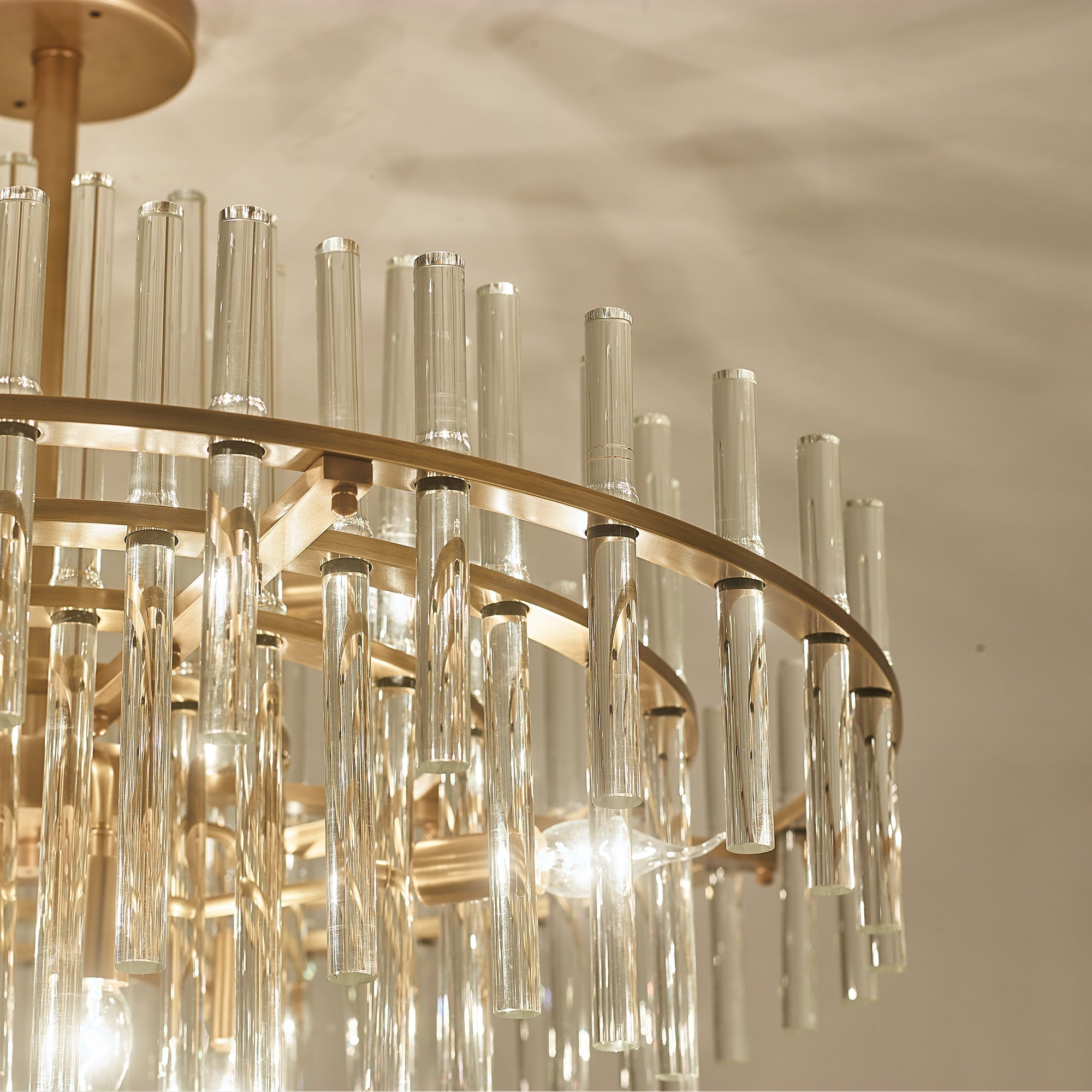 Long tube golden chandelier