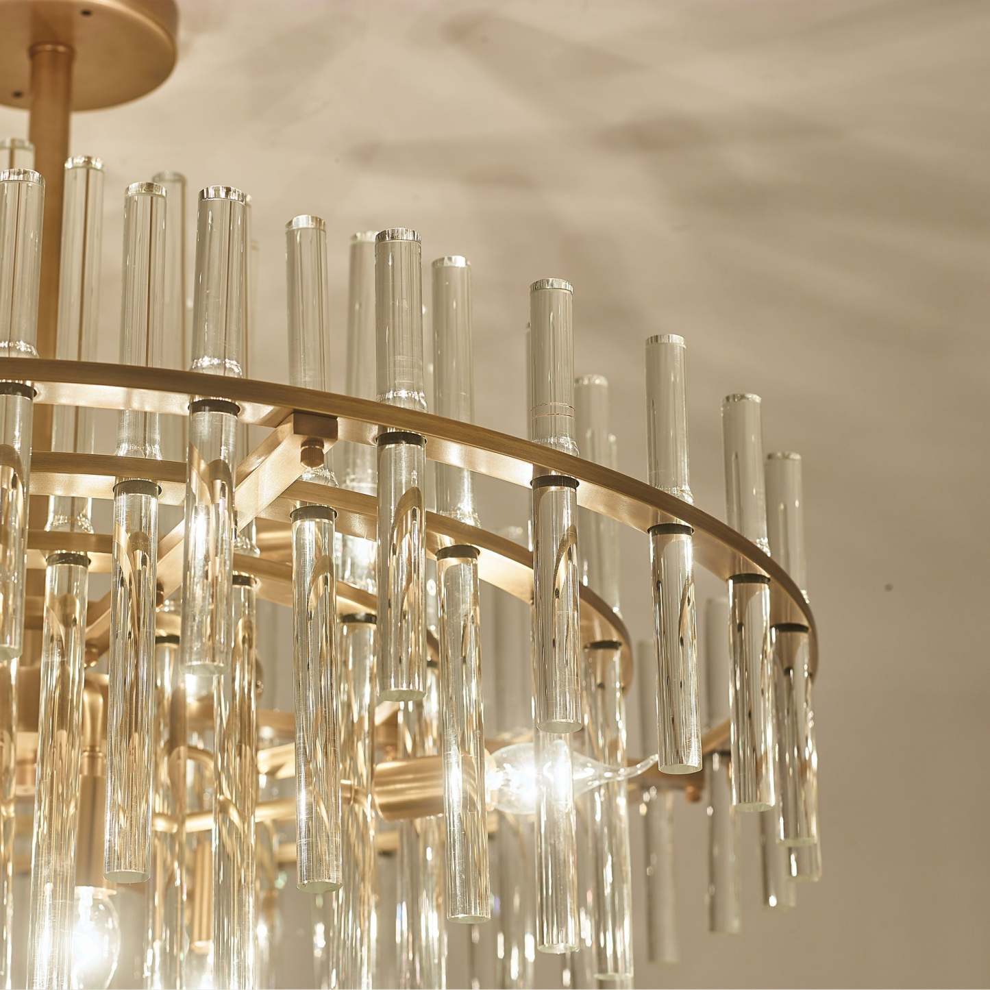 Long tube golden chandelier