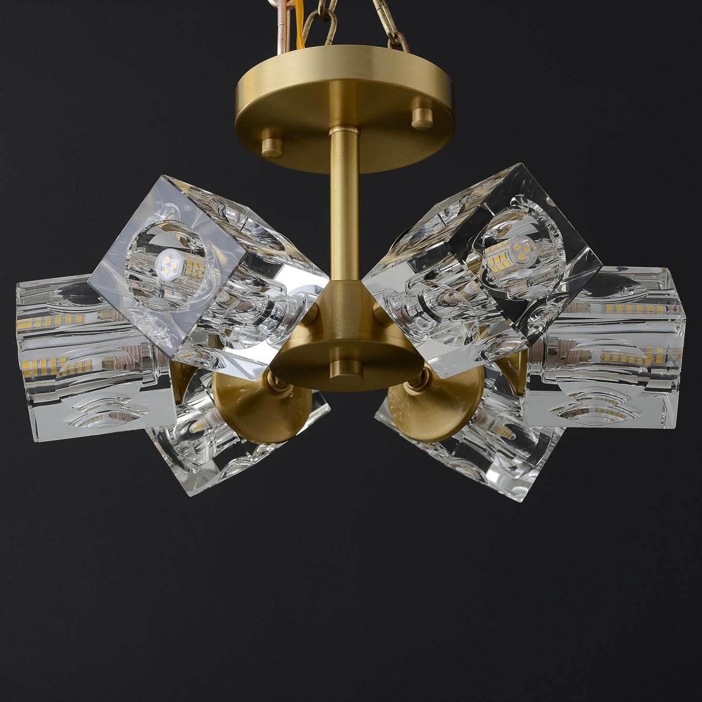 Crystal Square Round Chandelier 6-Lights