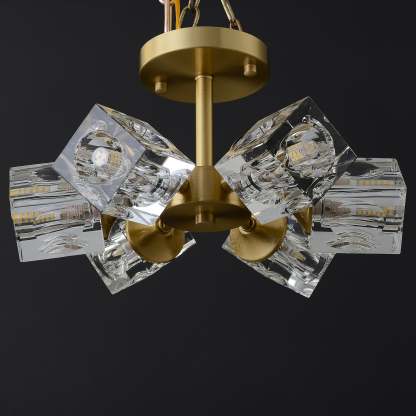 Crystal Square Round Chandelier 6-Lights