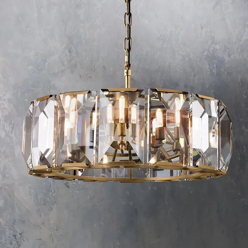 Halow Faceted Crystal Round Chandelier 31"