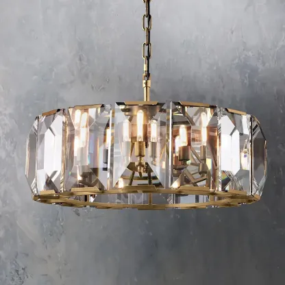 Halow Faceted Crystal Round Chandelier 31"