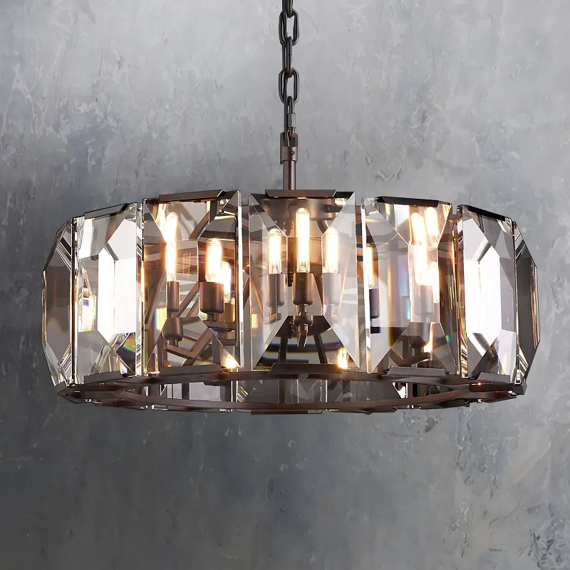 Halow Faceted Crystal Round Chandelier 31"