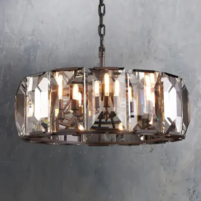 Halow Faceted Crystal Round Chandelier 31"