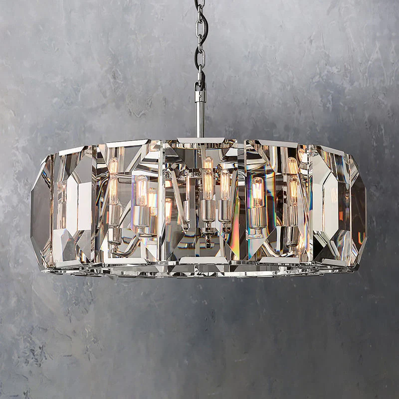 Halow Faceted Crystal Round Chandelier 31"