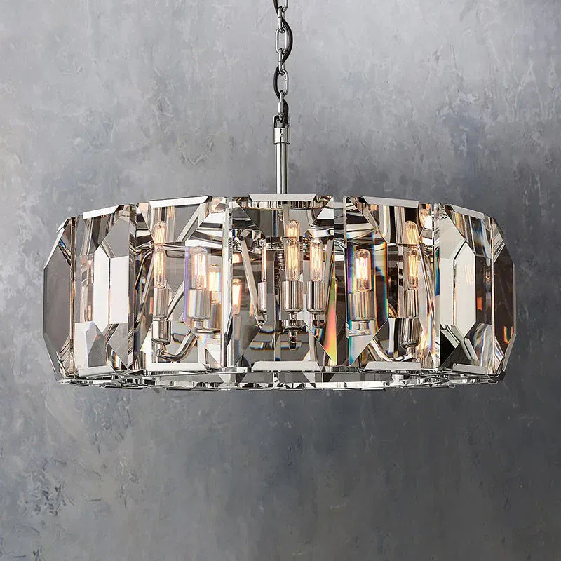 Halow Faceted Crystal Round Chandelier 31"