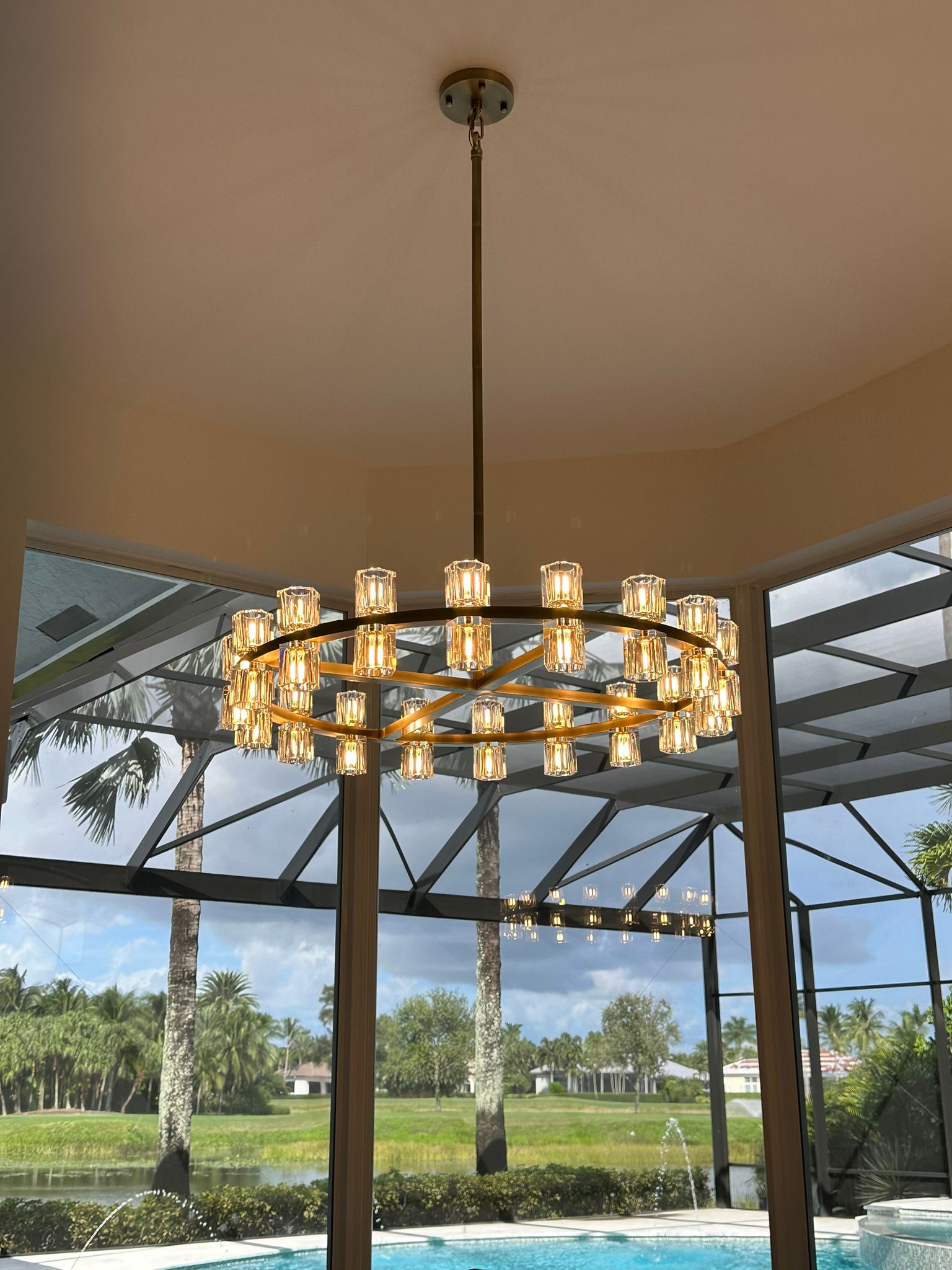 Arcades Led Round Chandelier For Crystal Cup 60"