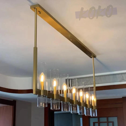 Revella Glass Cup Linear Chandelier 71"