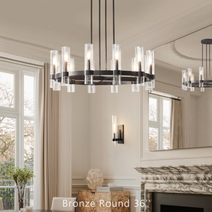 Revella Glass Cup Round Chandelier 36"