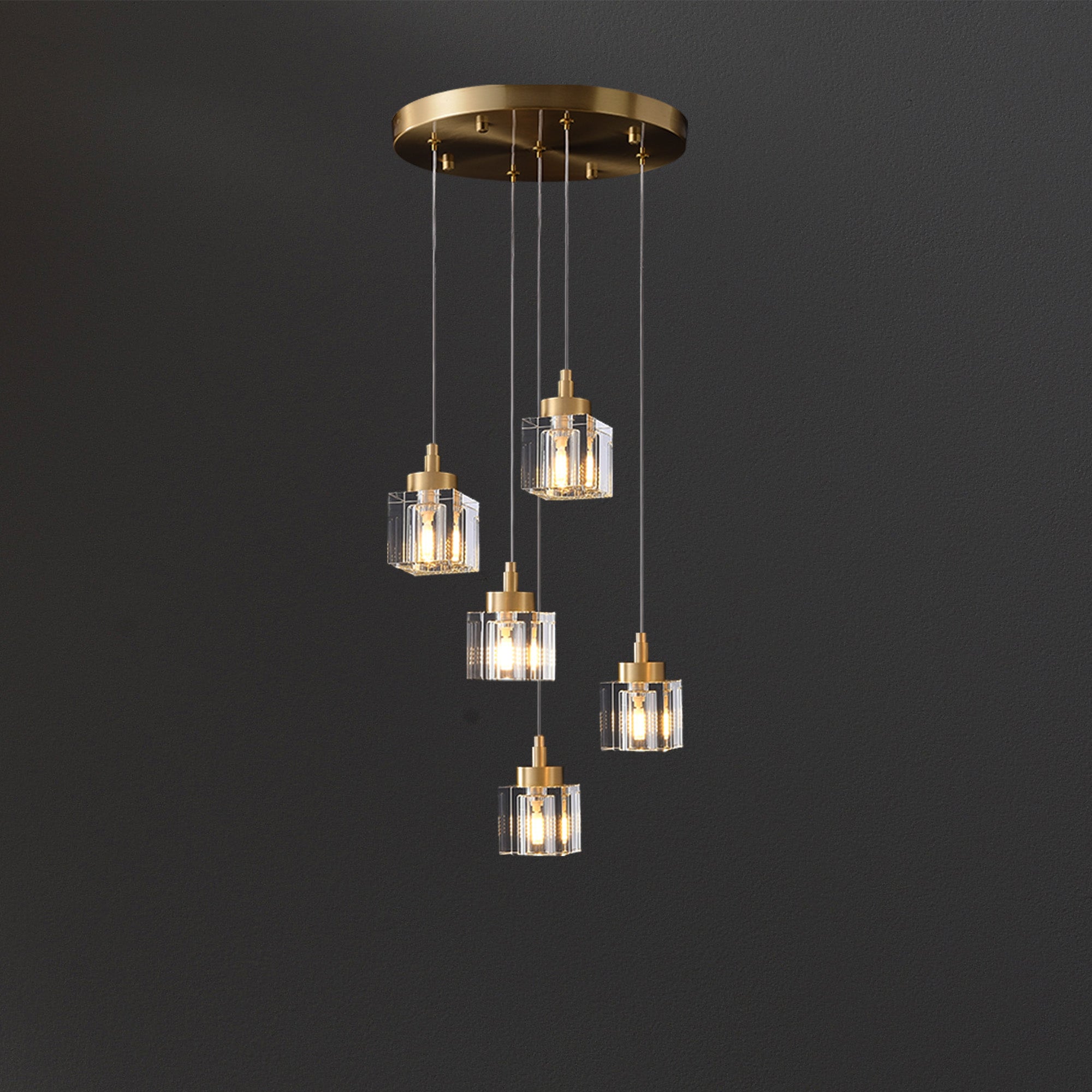 Cube Crystal Chandelier 5 Lights