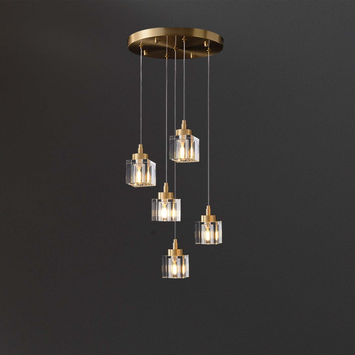 Cube Crystal Chandelier 5 Lights