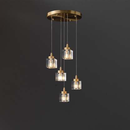 Cube Crystal Chandelier 5 Lights
