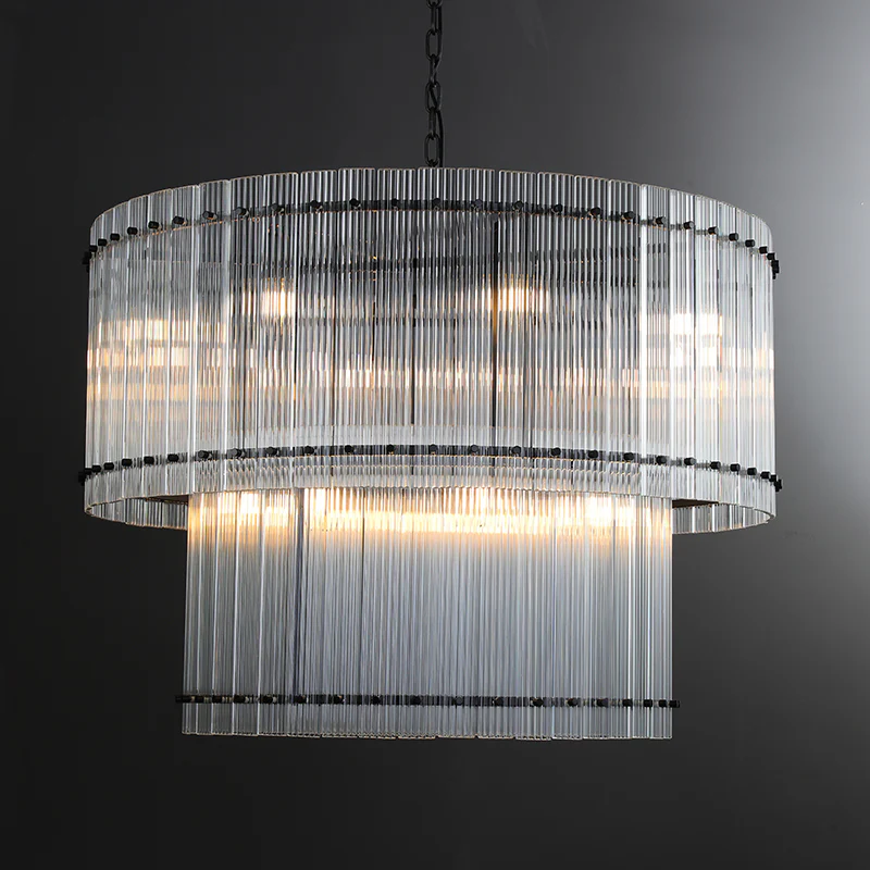 San Marc Handmade Glass 2-Tier Round Chandelier 37"