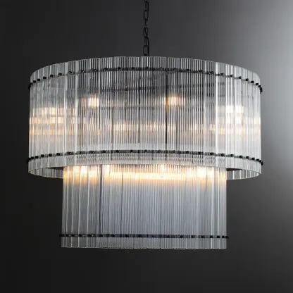San Marc Handmade Glass 2-Tier Round Chandelier 37"
